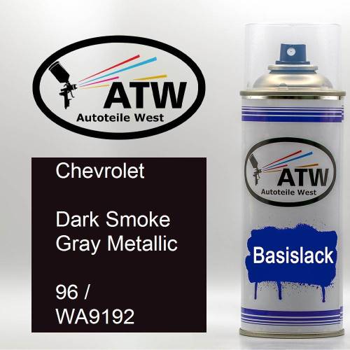 Chevrolet, Dark Smoke Gray Metallic, 96 / WA9192: 400ml Sprühdose, von ATW Autoteile West.